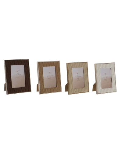 Fotolijsten Home ESPRIT Wit Bruin Beige Lichtbruin Fluweel Kristal Modern 16 x 2 x 21 cm (4 Stuks)