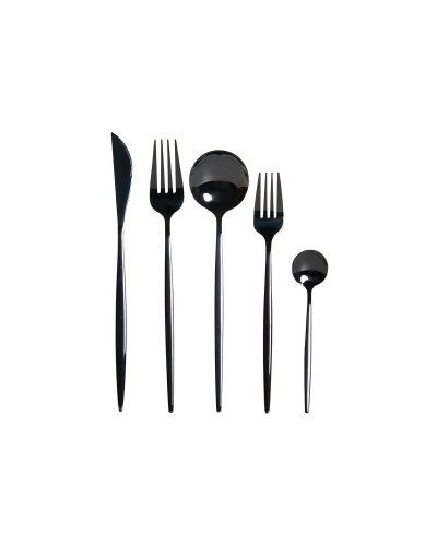 Ruokailuvälineet DKD Home Decor Musta Ruostumaton teräs 3 x 1,5 x 13 cm 20 Kappaletta