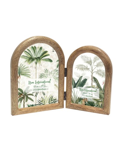 Marco de Fotos Home ESPRIT Natural Cristal Madera de mango Tropical (2 Unidades)