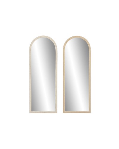 Specchio da parete Home ESPRIT Beige Naturale Scandi (2 Unità)