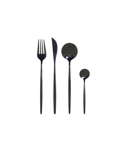 Cubertería de Acero Inoxidable DKD Home Decor Negro Acero Inoxidable 3 x 1,5 x 13 cm 16 Piezas