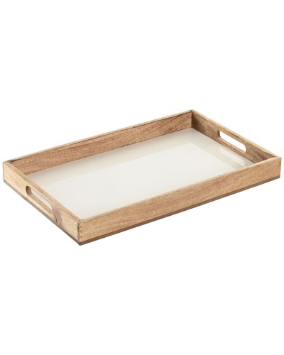 Bandeja Home ESPRIT Blanco Natural Madera de mango 43,5 X 27 X 4,5 CM