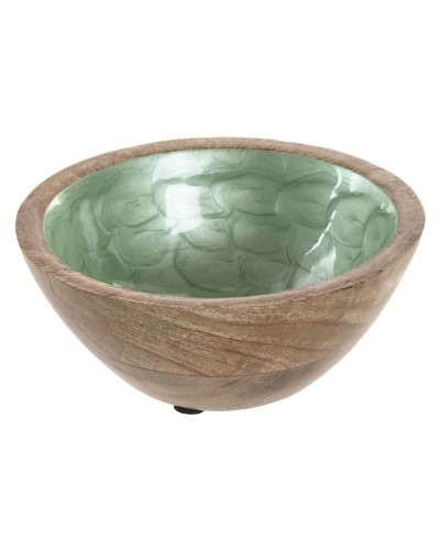 Bol pour Apéritifs Home ESPRIT Vert Naturel Bois de manguier Moderne Laqué 15 x 15 x 6,5 cm