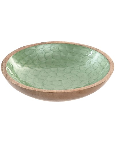 Aperitiefschaaltje Home ESPRIT Groen Natuurlijk Mangohout Modern Coating 30 x 30 x 7 cm