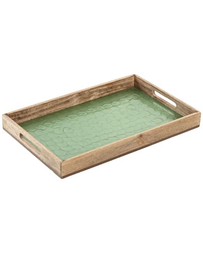 Bricka Home ESPRIT Grön Naturell Mangoträ 43,5 X 27 X 4,5 CM