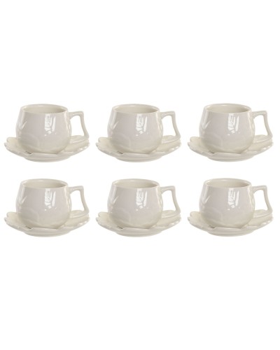 Juego de 6 Tazas con Plato Home ESPRIT Blanco Porcelana 120 ml