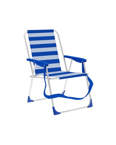 Sedia Pieghevole Marbueno a Righe, Blu e Bianco, 53 x 78 x 56 cm