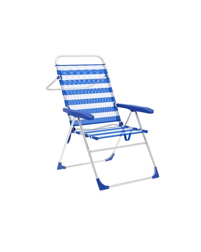Sedia Pieghevole Marbueno | Righe Azzurro e Bianco | Dimensioni: 59 x 97 x 61 cm