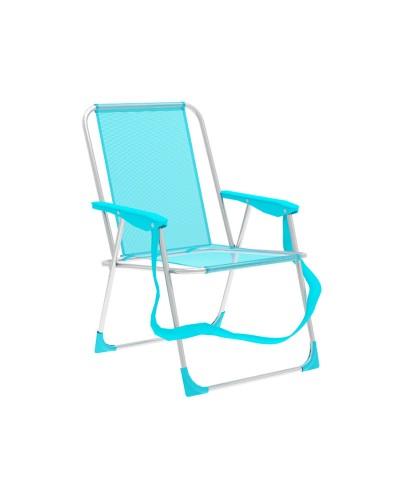 Sedia da Spiaggia Pieghevole Marbueno in Alluminio Turchese per Esterni, 53x56x78 cm
