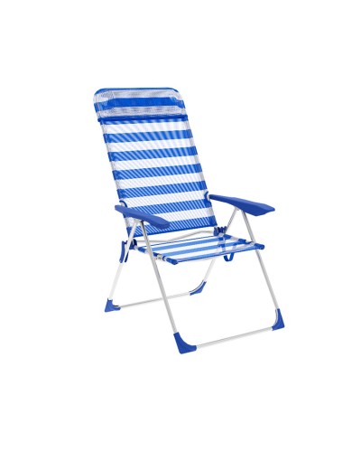 Marbueno Klappstuhl Blau und Weiß | 69 x 110 x 58 cm | Tragbar und Bequem
