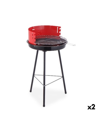 Barbecue a Carbone con Gambe Algon Nero Rosso 42 x 76,5 cm (2 Unità)