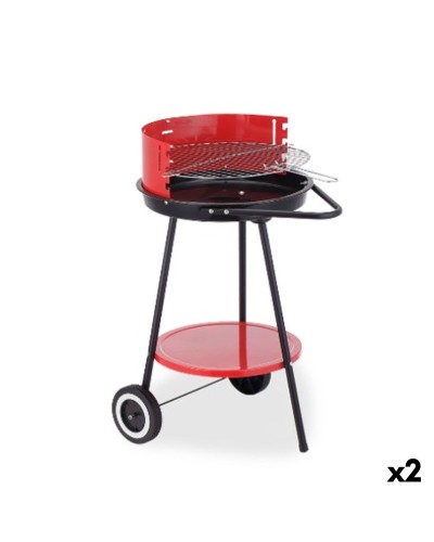 Kolgrill med hjul Algon Svart Röd 42 x 76,5 cm (2 antal)