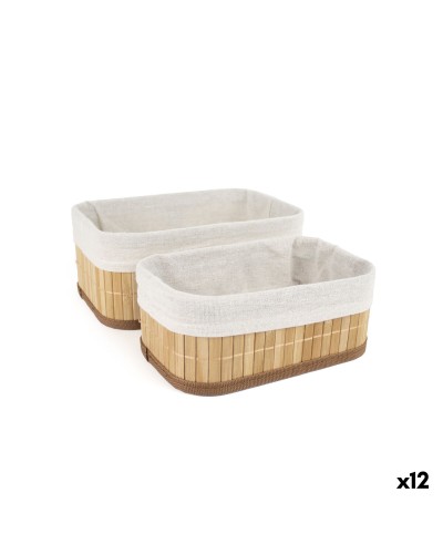 Basket set Confortime Brown Beige Bamboo 2 Pieces (12 Units)