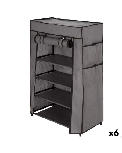 Skoställ Max Home Svart Grå Metall Textil 60 X 90 X 30 CM (6 antal)