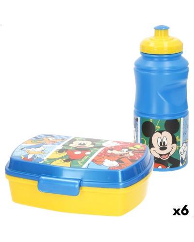 Lunchbox with Accessories Mickey Mouse Plastic 380 ml 17 x 5,5 x 13,5 cm (6 Units)