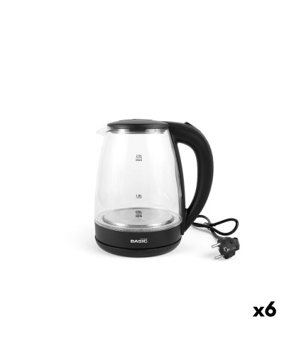 Waterkoker Basic Home Zwart Transparant Glas 1500 W 2 L (6 Stuks)