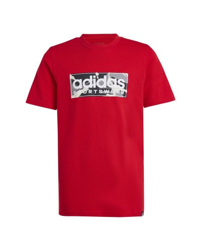 Camiseta de Manga Corta Infantil Adidas Camo Linear 11-12 años Rojo