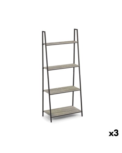 Hyllyt MobleKit Musta Harmaa Puu Metalli 60 x 34,5 x 150 cm (3 osaa)