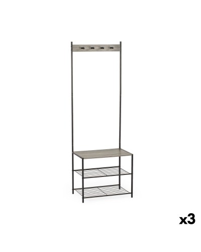 Takkiteline hylylllä MobleKit Musta Harmaa Puu Metalli 160 x 40 x 175 cm (3 osaa)