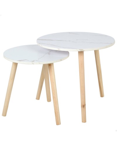 2-bordsset Max Home Vit 48 x 45 x 48 cm