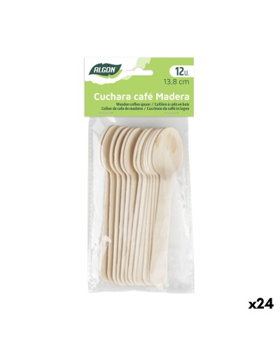 Set Lepels Algon Bruin Hout 13,8 cm 12 Onderdelen (24 Stuks)