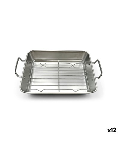 Bandeja para Horno Quttin Plateado Acero 25,5 x 20 x 5,5 cm (12 Unidades)