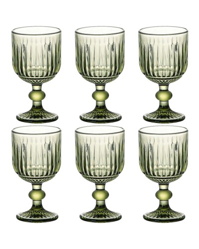 Set de Copas Home ESPRIT Verde Cristal 8 x 8 x 14,5 cm (6 Unidades)
