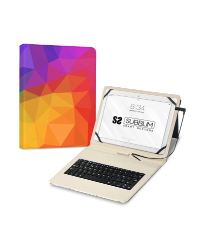 Tabletin ja näppäimistön kuori Subblim SUBKT1-USB053 Monivärinen Espanjalainen Qwerty QWERTY