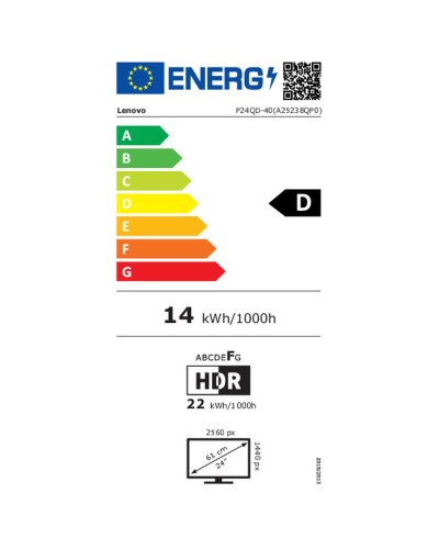 Näyttö Lenovo 64B1GAT1EU Quad HD 23,8"