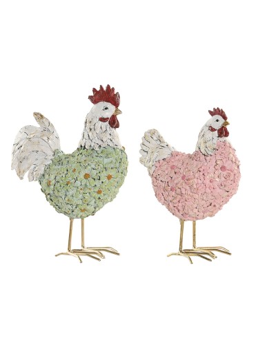 Decoratieve figuren Home ESPRIT Groen Roze (2 Stuks)