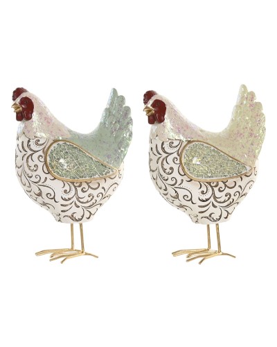 Decorative Figure Home ESPRIT Green Chicken (2 Units)