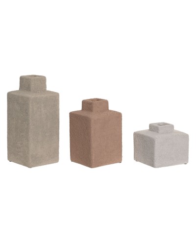 Set von 3 Vasen Home ESPRIT Bunt Steingut 10 X 10 X 22,5 CM (3 Stücke)