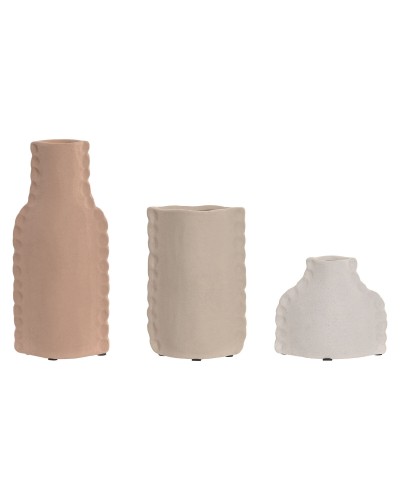 Ensemble de 3 Vases Home ESPRIT Multicouleur Grès 10 x 7 x 24 cm (3 Pièces)