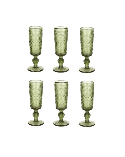 Set van bekers Home ESPRIT Groen Kristal 135 ml (6 Stuks)