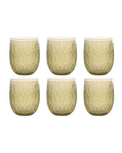 Set di Bicchieri Home ESPRIT Verde Cristallo Con rilievo 360 ml (6 Unità)