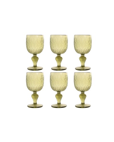 Set di Bicchieri Home ESPRIT Verde Cristallo Foglio 340 ml (6 Unità)