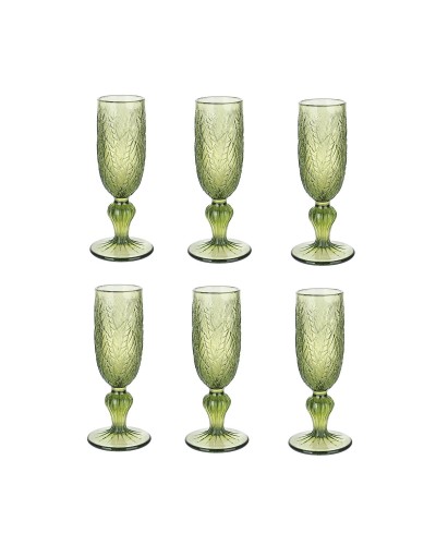 Set di Bicchieri Home ESPRIT Verde Cristallo Fogli 160 ml (6 Unità)