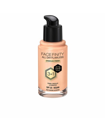 Crème Make-up Base Max Factor Face Finity All Day Flawless 3-in-1 Spf 20 Nº N45 Warm almond 30 ml
