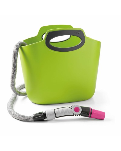 Set tubi flessibili Aquapop GF Garden, estensibile 30m, con cestino portaoggetti lime