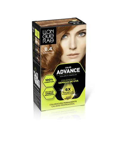 Permanent hårfäg Llongueras COLOR ADVANCE Nº 8,4-Cobrizo Claro