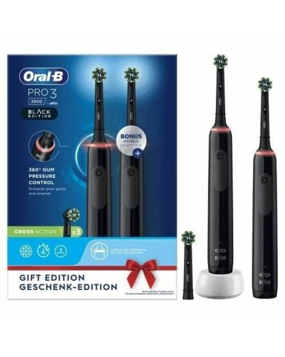 Electric Toothbrush Oral-B Pro 3 3900 Black (2 Units)