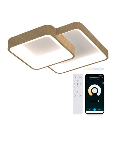 LED-Deckenleuchte KSIX Phenomena 45 W 45 x 45 x 10 cm Braun Holz (3000k - 6000k)