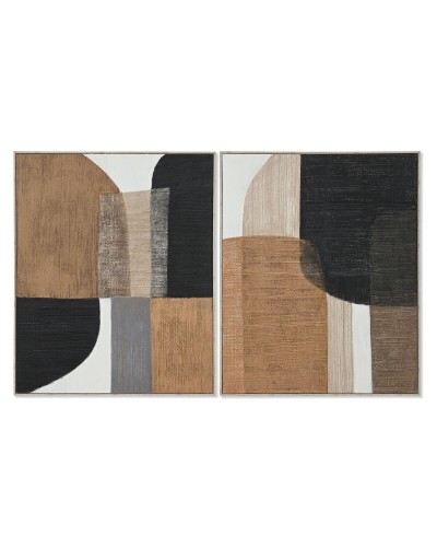 Painting Home ESPRIT Brown Black Abstract Urban 82 x 4,5 x 102 cm (2 Units)