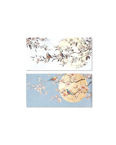 Schilderij Home ESPRIT Vogel Orientaals 120 x 3,7 x 60 cm (2 Stuks)