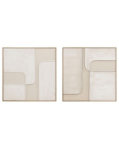 Painting Home ESPRIT White Beige Abstract Urban 92 x 4,5 x 92 cm (2 Units)