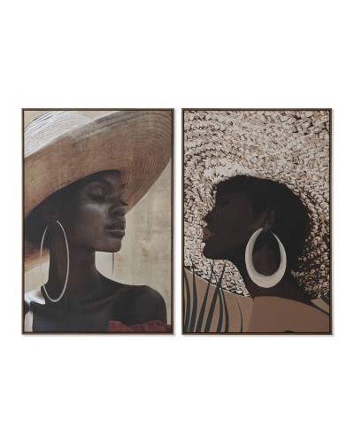 Maalaus Home ESPRIT Ruskea Beige Siirtomaatyylinen Hattu 80 x 4,5 x 120 cm (2 osaa)