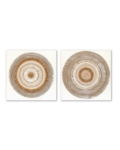 Cadre Home ESPRIT Beige Naturel Cercles Scandinave 80 x 3 x 80 cm (2 Unités)