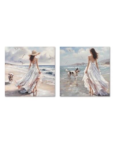 Quadro Home ESPRIT Azzurro Bianco Mediterraneo 80 x 3 x 80 cm (2 Unità)