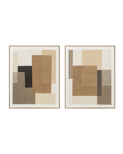 Cadre Home ESPRIT Marron Beige Abstrait Urbaine 80 x 4,5 x 100 cm (2 Unités)