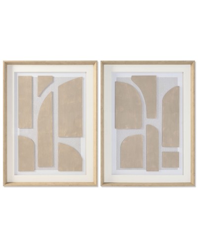 Cuadro Home ESPRIT Blanco Beige Abstracto Urbano 60 x 5 x 80 cm (2 Unidades)
